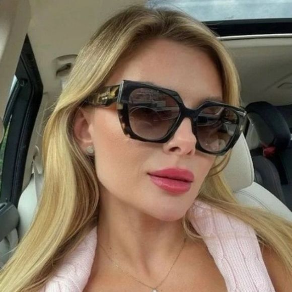 Prada PR15WS 3890A7 Sunglasses Black Tortoise Gray Square Women - Picture 7 of 12